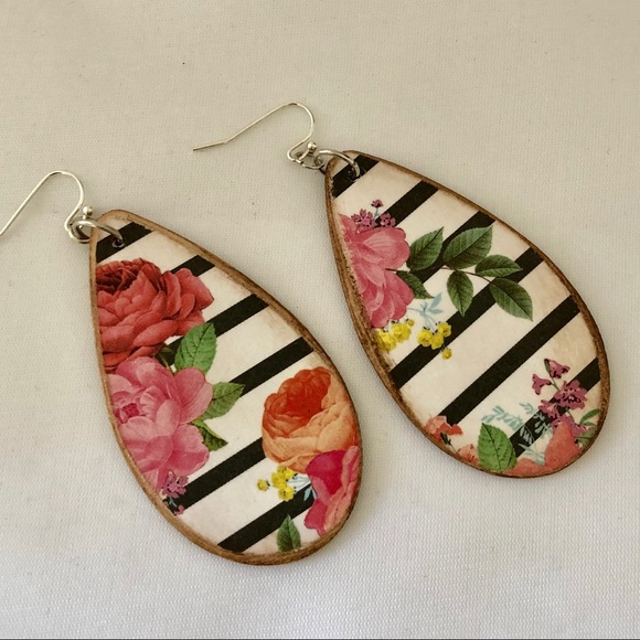 Handmade Wood Earrings - Picture 2 of 3